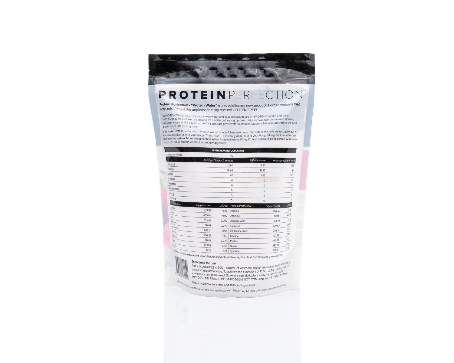 Protein Water Wild Raspberry Bag Back