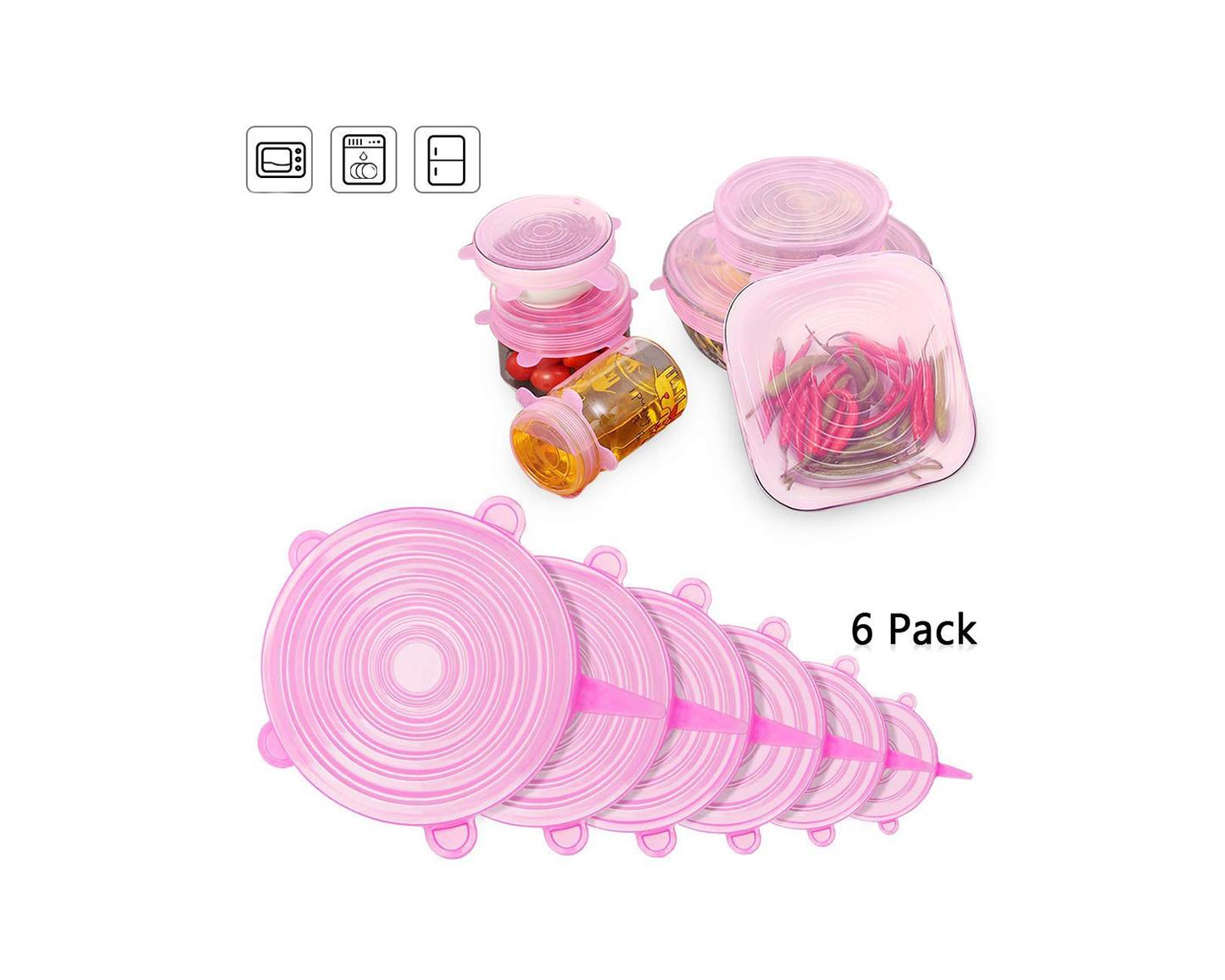 Silicone Food Lids - 6 Pack