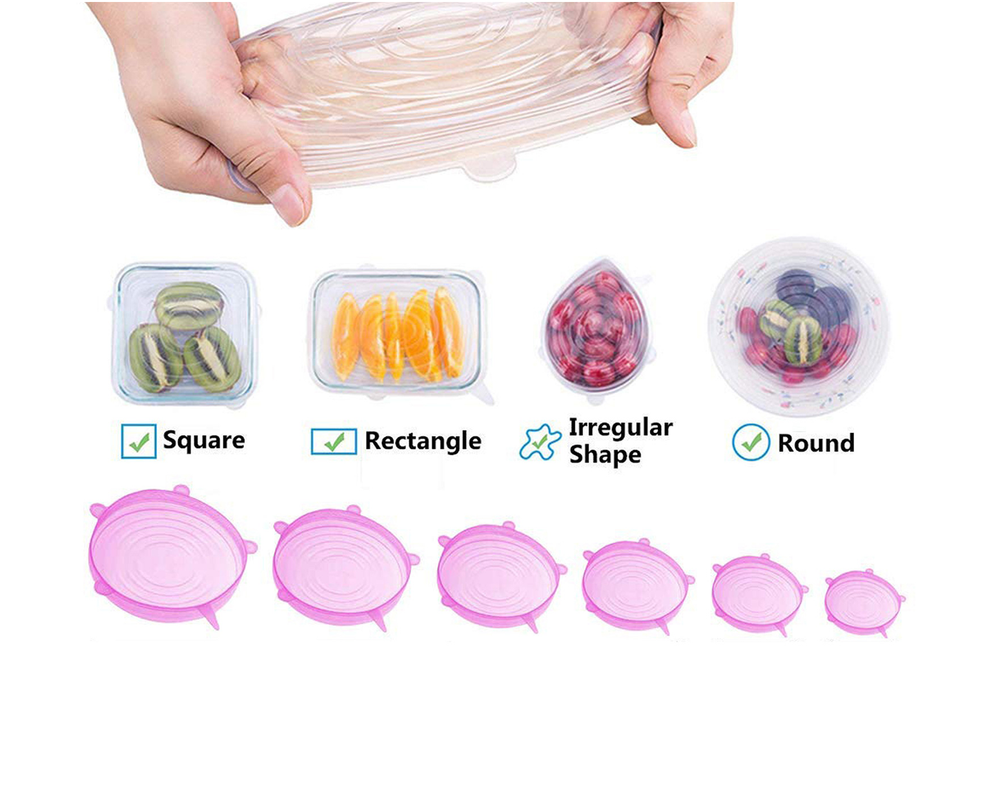 Silicone Food Lids - 6 Pack