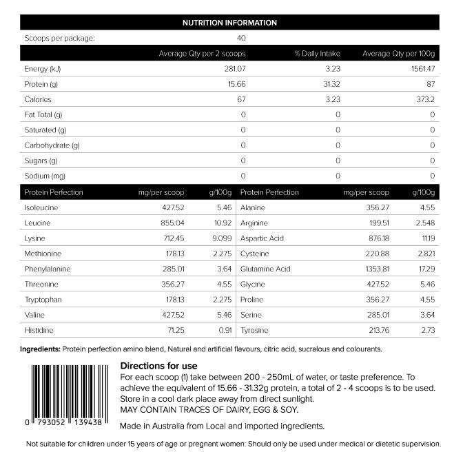 Protein Water Sample Pack Nutritional Information